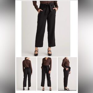 Quince Stretch Crepe Belted Pants Black size 0 EUC